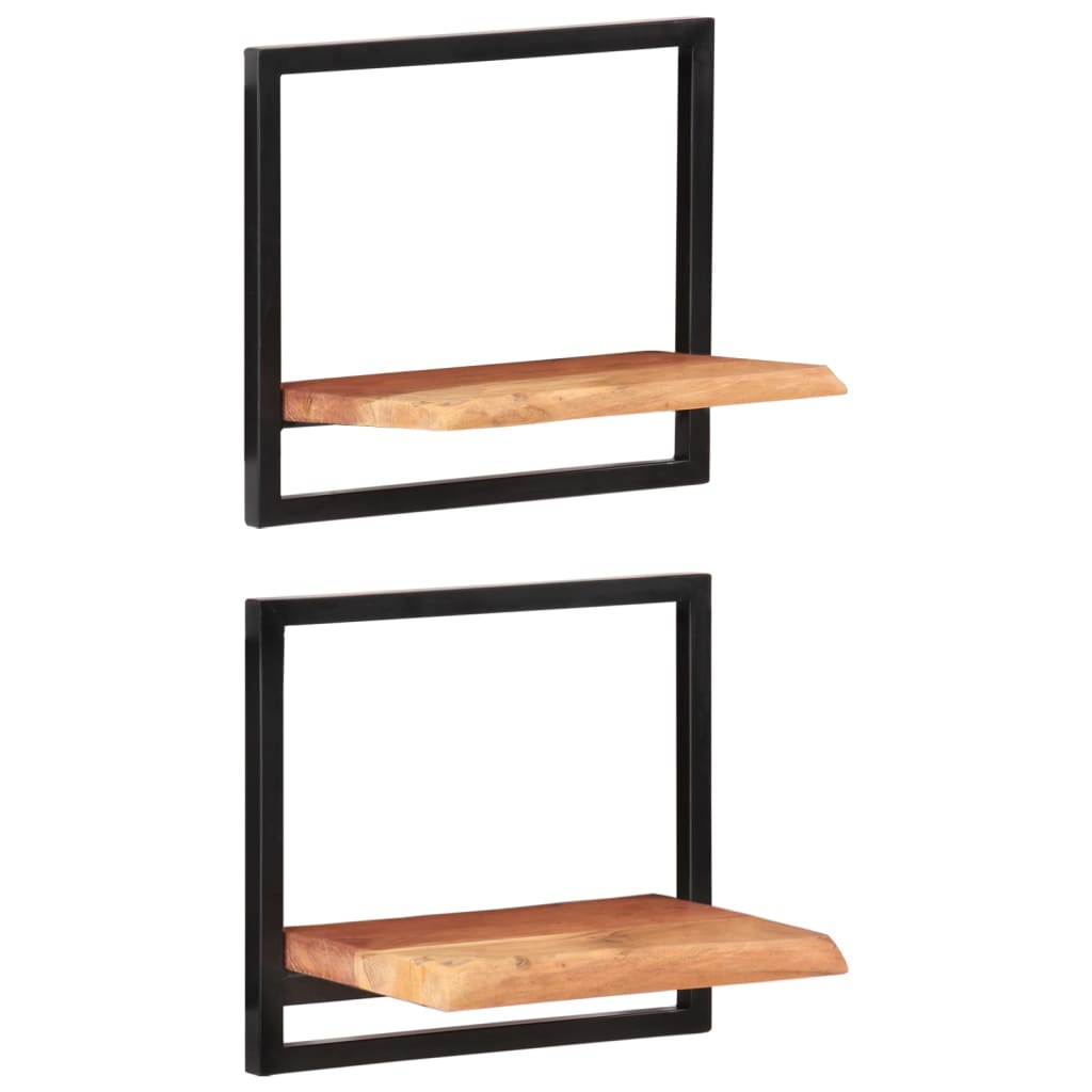 vidaXL Ράφια Τοίχου 2 Τεμ. 40x24x35 εκ. Μασίφ Ξύλο Ακακίας & Ατσάλι