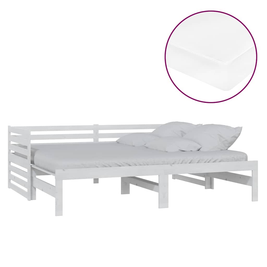 vidaXL Καναπές Κρεβάτι Συρόμενος Λευκός 2x(90x200) εκ. Ξύλο Πεύκου
