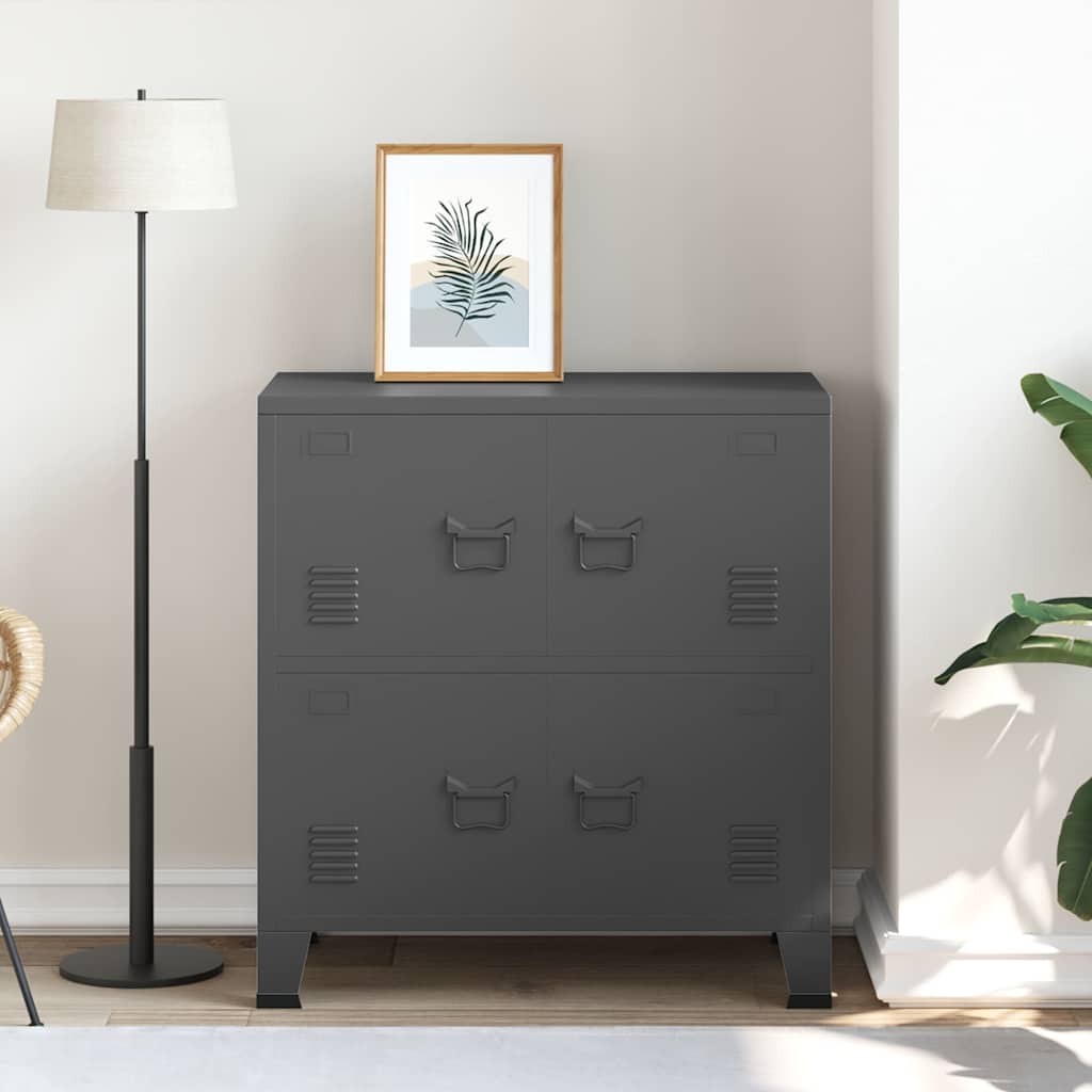 vidaXL Αρχειοθήκη Βιομηχανικού Στιλ Ανθρακί 75 x 40 x 80 εκ. Ατσάλινη