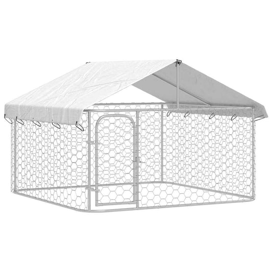 vidaXL Κλουβί Σκύλου Εξωτερικού Χώρου 200 x 200 x 150 εκ. με Στέγαστρο