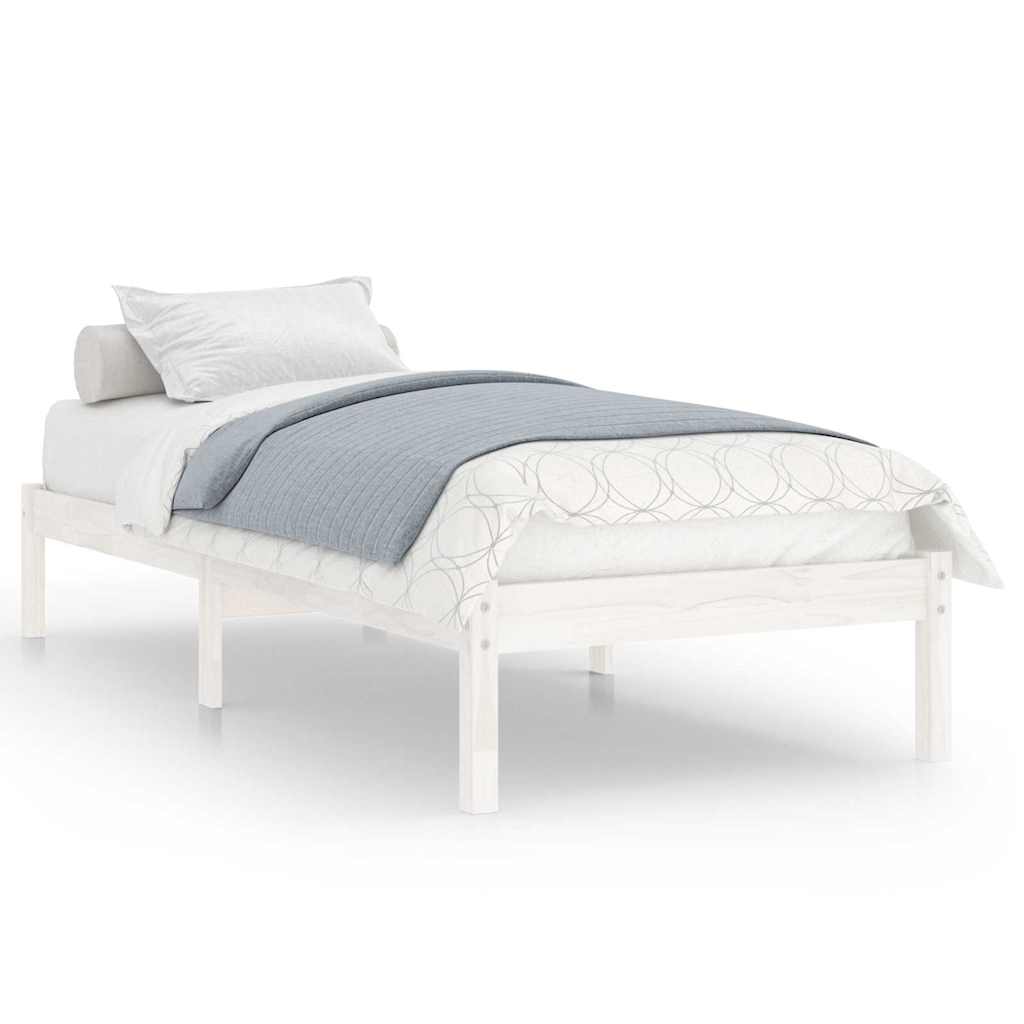 vidaXL Πλαίσιο Κρεβατιού Λευκό 75x190 εκ. Μασίφ Ξύλο Small Single