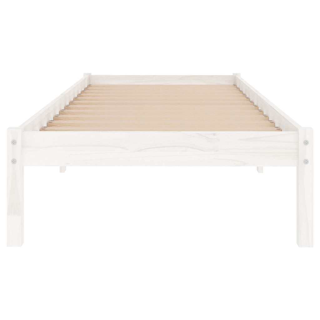 vidaXL Πλαίσιο Κρεβατιού Λευκό 75x190 εκ. Μασίφ Ξύλο Small Single