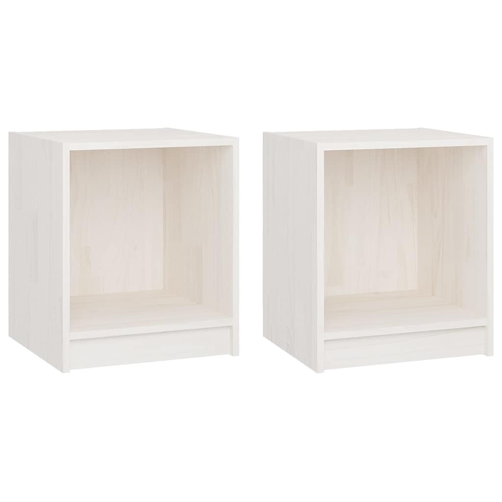 vidaXL Κομοδίνα 2 τεμ Λευκά 35,5 x 33,5 x 41,5εκ από Μασίφ Ξύλο Πεύκου
