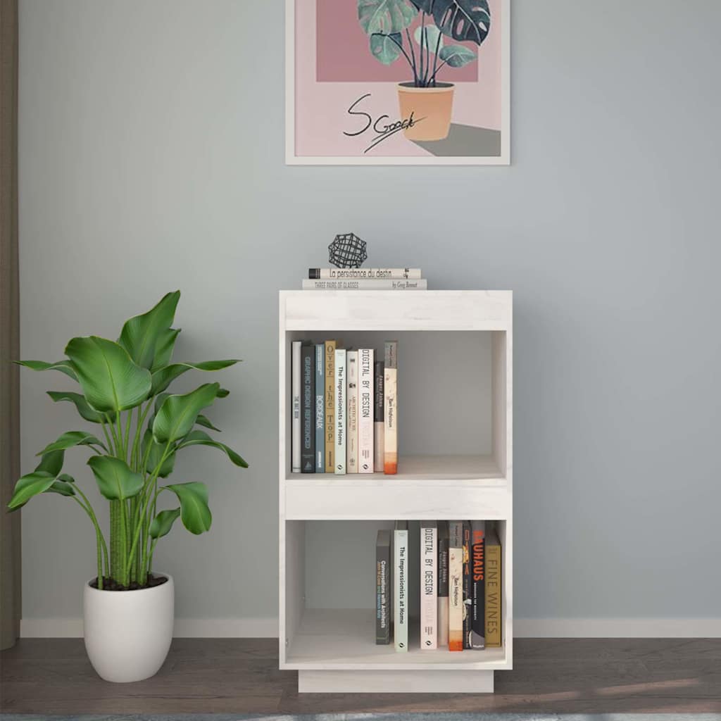 vidaXL Βιβλιοθήκη Λευκή 40 x 35 x 71 εκ. από Μασίφ Ξύλο Πεύκου