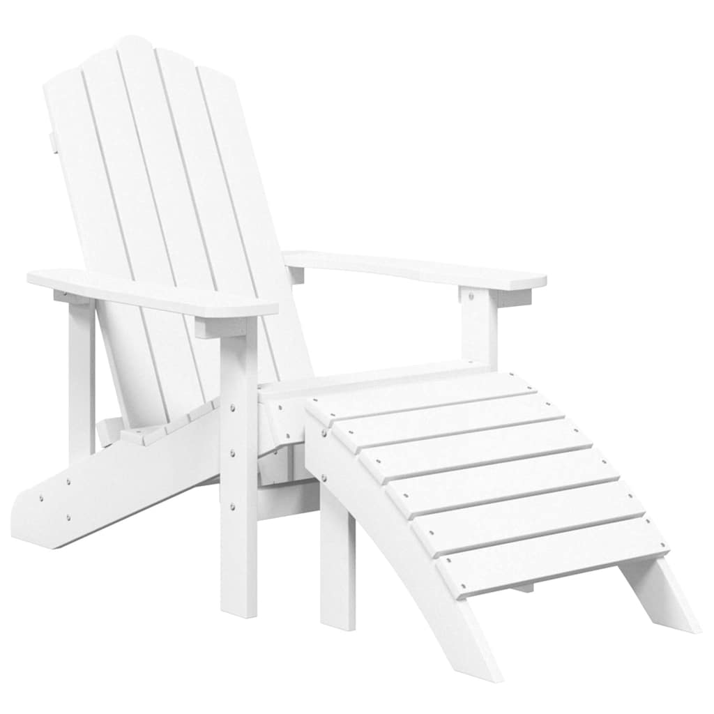 vidaXL Καρέκλα Κήπου Adirondack με Υποπόδιο Λευκή από HDPE