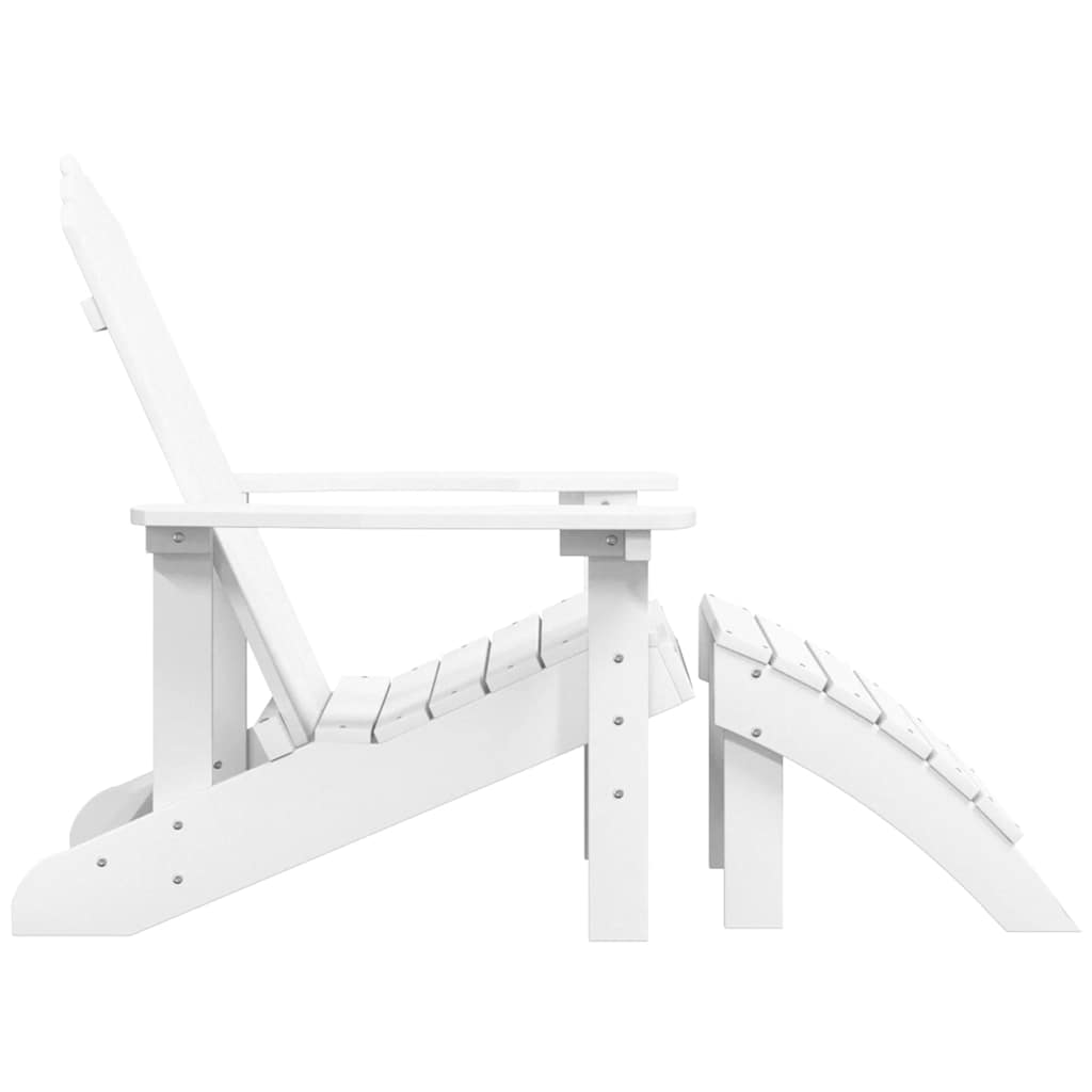 vidaXL Καρέκλα Κήπου Adirondack με Υποπόδιο Λευκή από HDPE