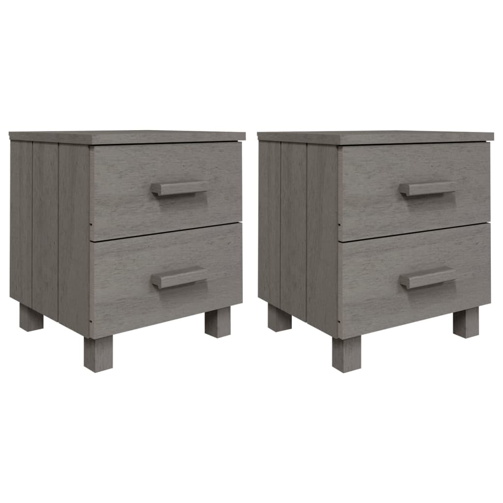 vidaXL Κομοδίνο HAMAR 2 Τεμ. Αν. Γκρι 40x35x44,5εκ. Μασίφ Ξύλο Πεύκου