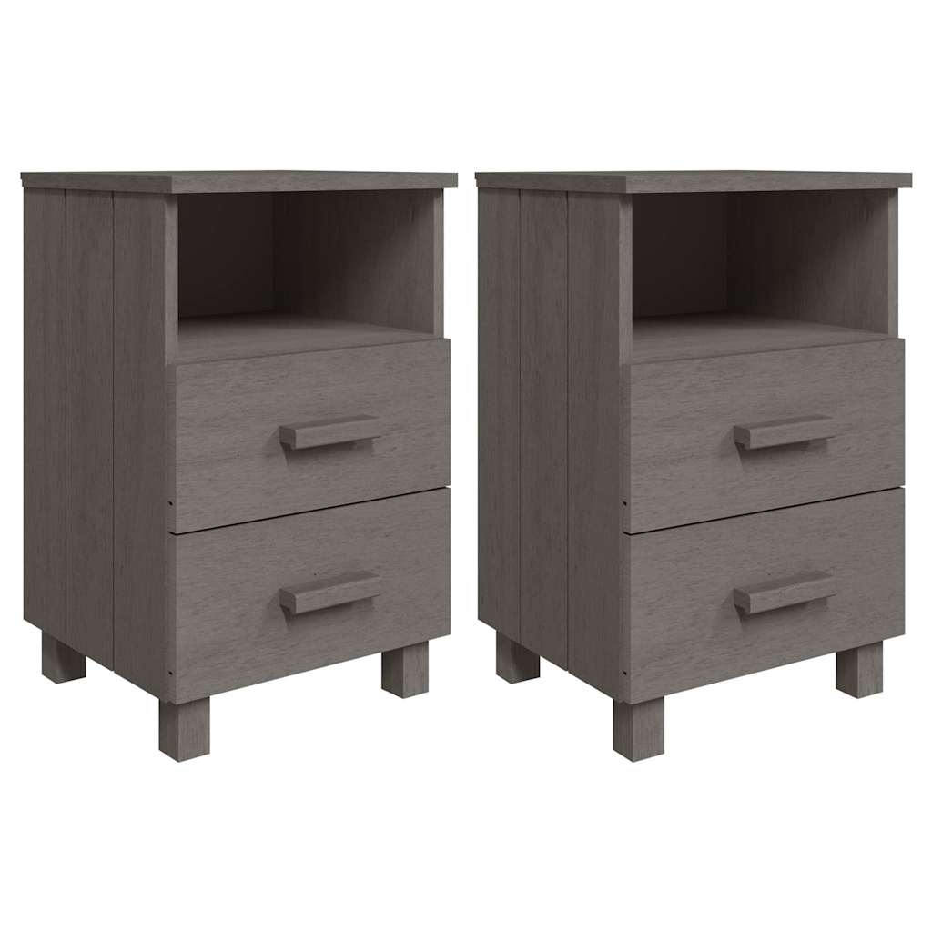 vidaXL Κομοδίνο HAMAR 2 Τεμ. Αν. Γκρι 40x35x62 εκ. Μασίφ Ξύλο Πεύκου