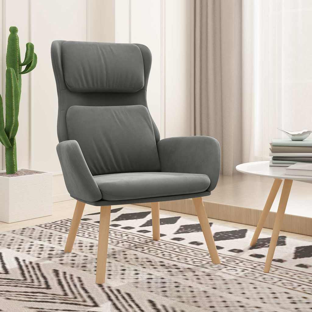 vidaXL Πολυθρόνα Relax Σκούρο Γκρι Βελούδινη