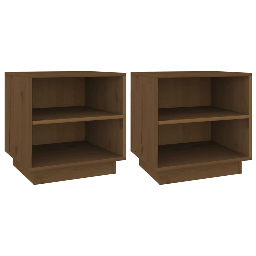 vidaXL Κομοδίνα 2 τεμ. Καφέ Μελί 40 x 34 x 40 εκ από Μασίφ Ξύλο Πεύκου