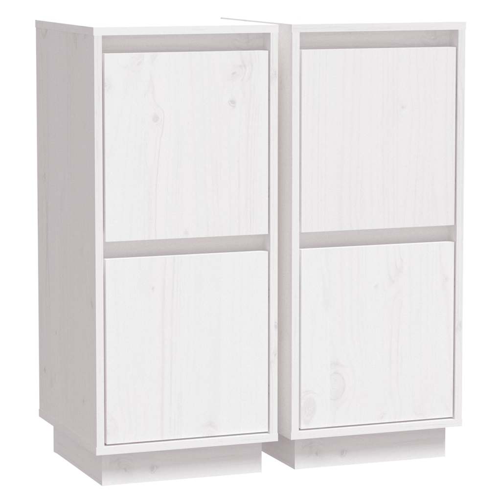 vidaXL Ντουλάπια 2 τεμ. Λευκά 31,5 x 34 x 75 εκ. από Μασίφ Ξύλο Πεύκου