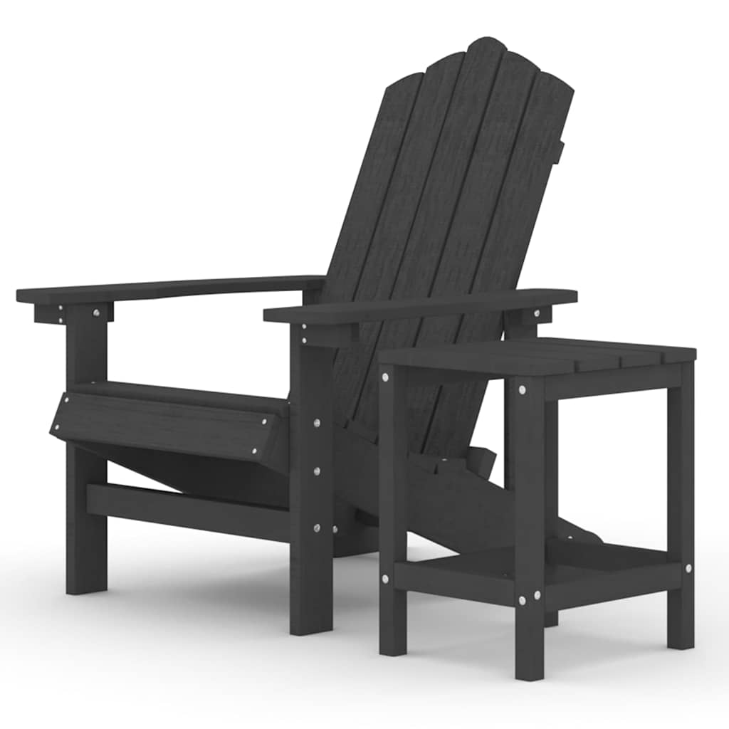 vidaXL Καρέκλα Κήπου Adirondack Ανθρακί από HDPE με Τραπεζάκι