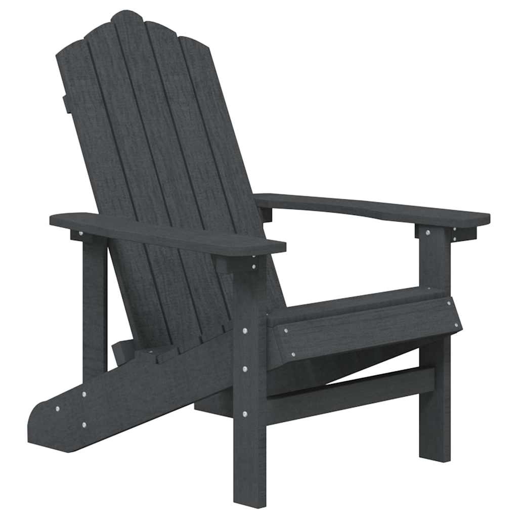 vidaXL Καρέκλα Κήπου Adirondack Ανθρακί από HDPE με Τραπεζάκι