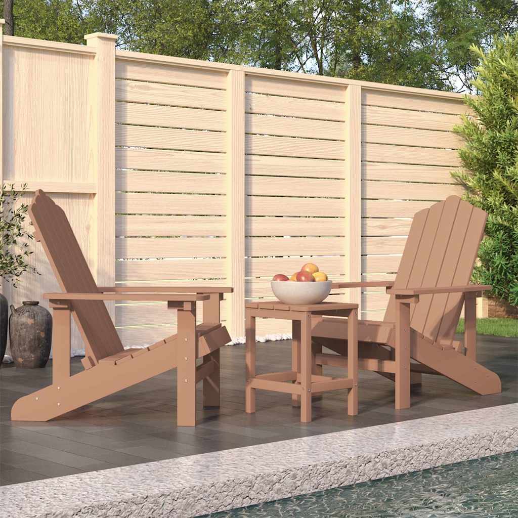 vidaXL Καρέκλες Κήπου Adirondack Καφέ από HDPE με Τραπεζάκι