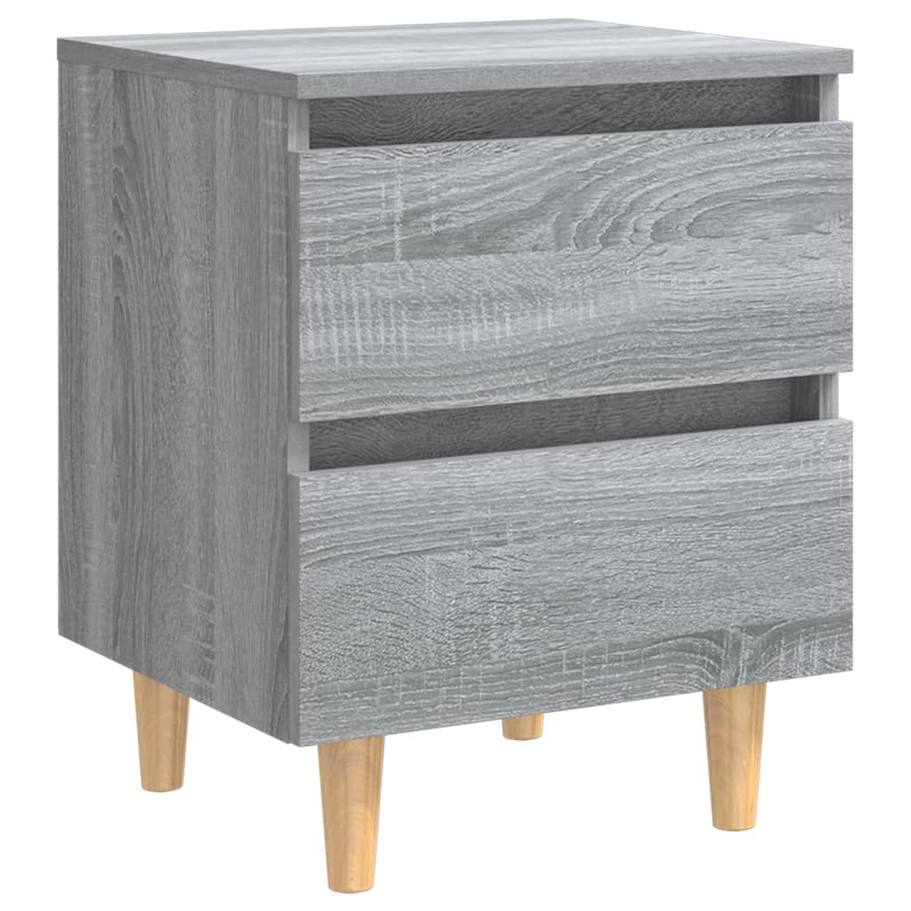 vidaXL Κομοδίνο Γκρι Sonoma 40 x 35 x 50 εκ. με Μασίφ Ξύλινα Πόδια