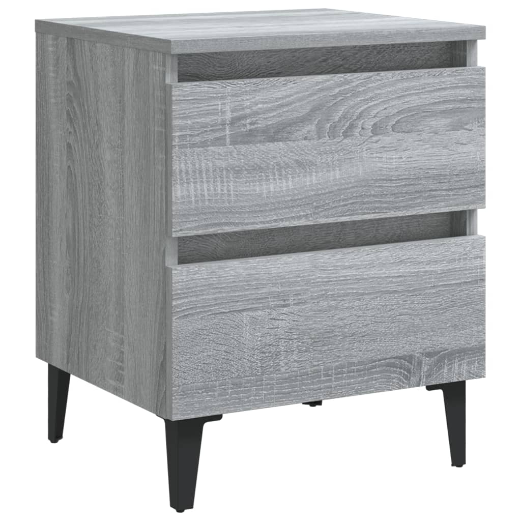 vidaXL Κομοδίνο Γκρι Sonoma 40 x 35 x 50 εκ. με Μεταλλικά Πόδια