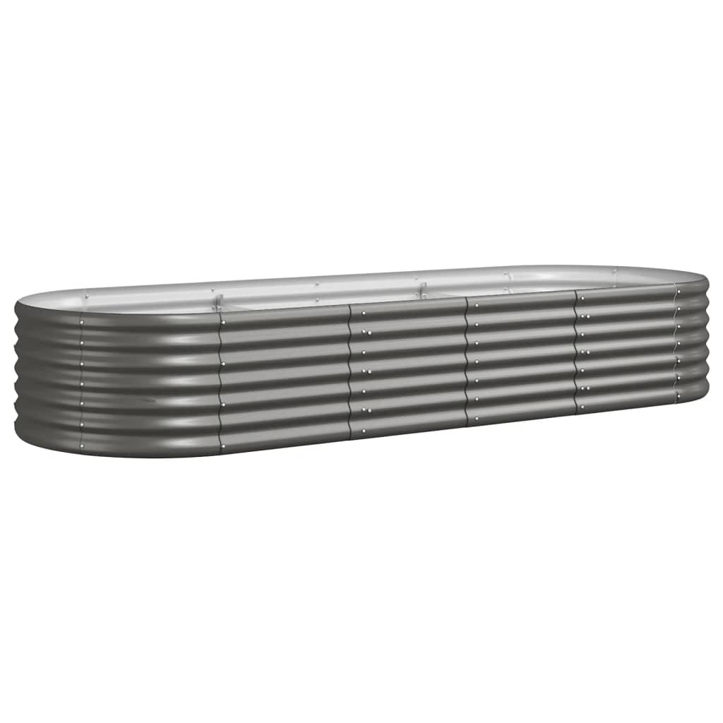 vidaXL Ζαρντινιέρα Γκρι 224x80x36 εκ Ατσάλι με Ηλεκτρ. Βαφή Πούδρας
