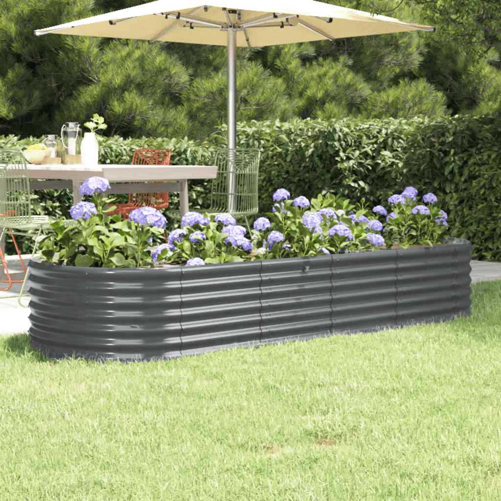 vidaXL Ζαρντινιέρα Ανθρακί 224x80x36 εκ Γαλβανισμένος χάλυβας