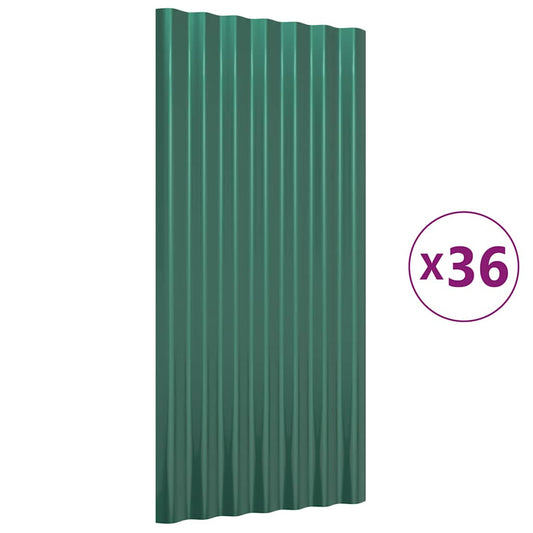 vidaXL Πάνελ Οροφής 36 τεμ. Πράσινα 80x36 εκ. Γαλβανισμένος χάλυβας