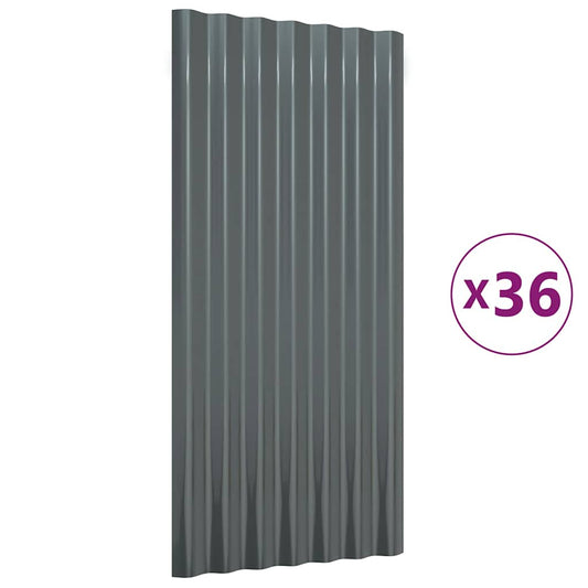 vidaXL Πάνελ Οροφής 36 τεμ. Ανθρακί 80x36 εκ. Γαλβανισμένος χάλυβας