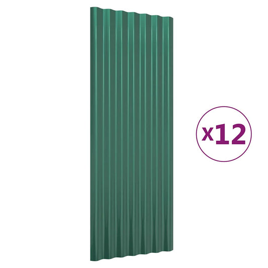 vidaXL Πάνελ Οροφής 12 τεμ. Πράσινα 100x36 εκ Γαλβανισμένος χάλυβας