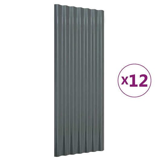 vidaXL Πάνελ Οροφής 12 τεμ. Ανθρακί 100x36 εκ Γαλβανισμένος χάλυβας