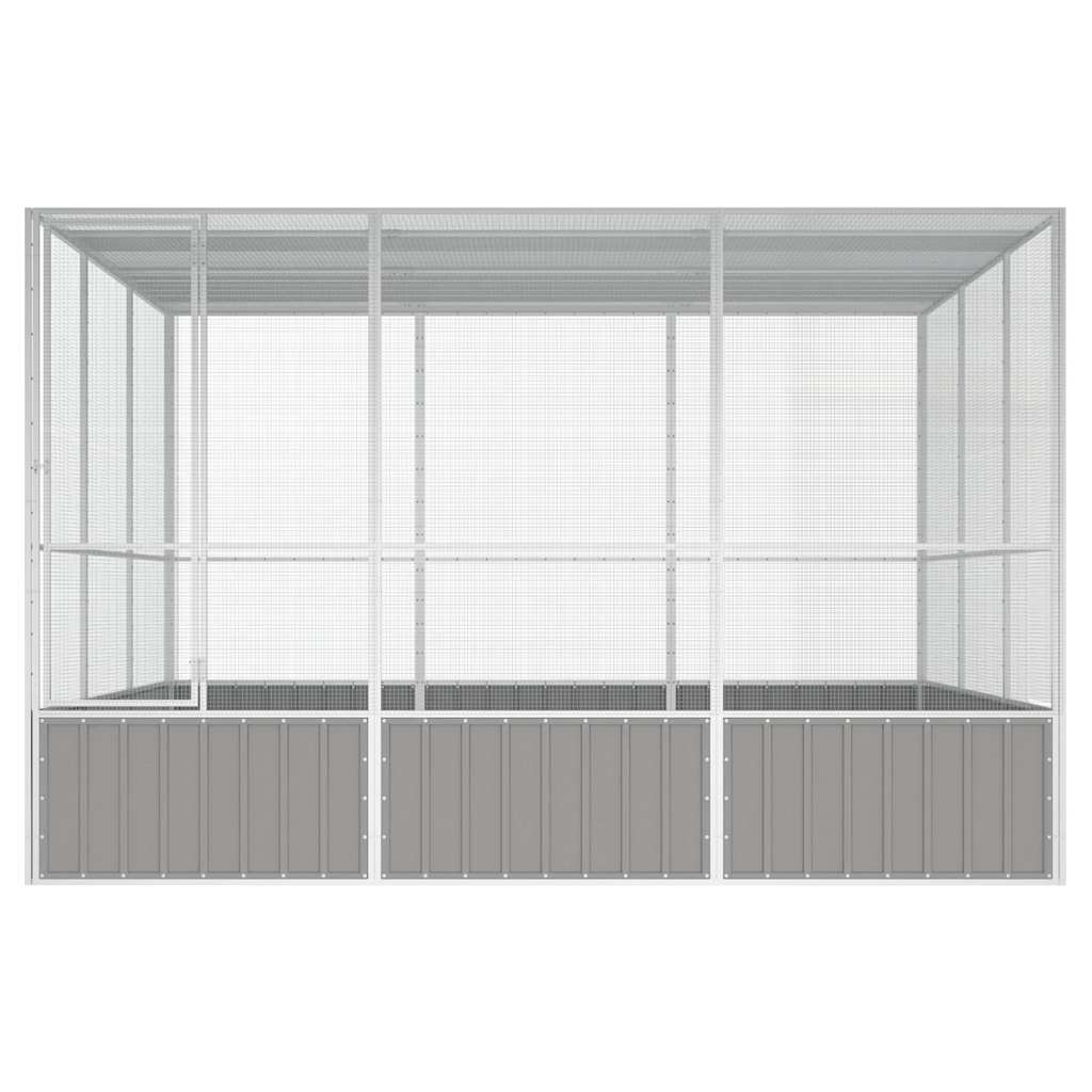 vidaXL Κλουβί Πουλιών Γκρι 302,5x324,5x211,5 εκ Γαλβανισμένο Χάλυβα
