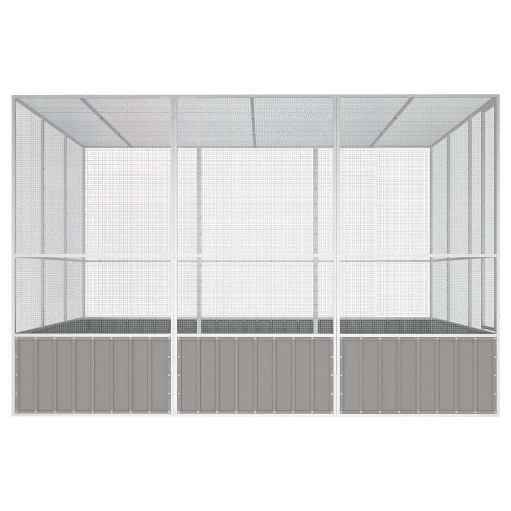 vidaXL Κλουβί Πουλιών Γκρι 302,5x324,5x211,5 εκ Γαλβανισμένο Χάλυβα