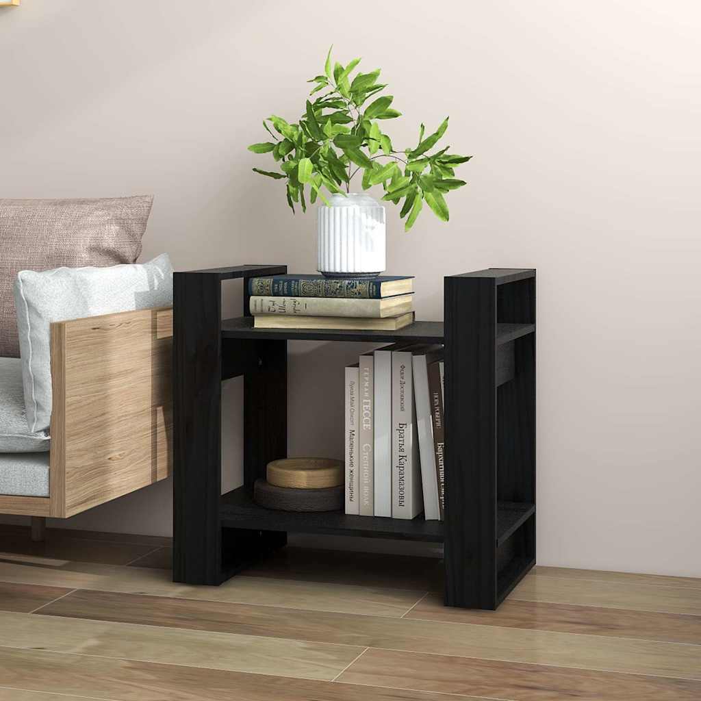 vidaXL Βιβλιοθήκη/Διαχωριστικό Χώρου Μαύρο 60x35x57 εκ. Μασίφ Πεύκο