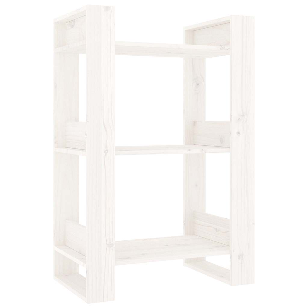 vidaXL Βιβλιοθήκη/Διαχωριστικό Χώρου Λευκό 60x35x91 εκ. Μασίφ Πεύκο