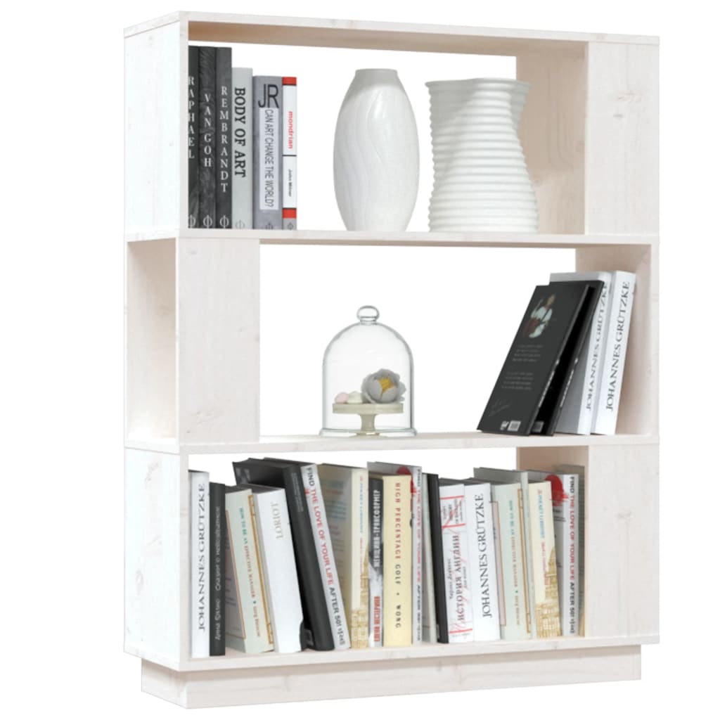 vidaXL Βιβλιοθήκη/Διαχωριστικό Χώρου Λευκό 80x25x101 εκ. Μασίφ Πεύκο