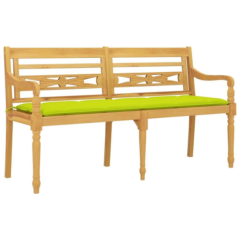 vidaXL Παγκάκι Batavia 150 εκ. Μασίφ Ξύλο Teak με Αν. Πράσινο Μαξιλάρι