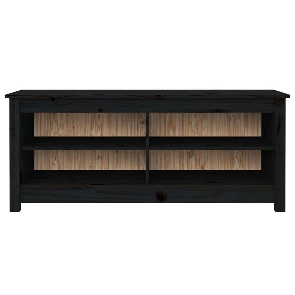 vidaXL Παπουτσοθήκη Μαύρο 110 x 38 x 45,5 εκ. από Μασίφ Ξύλο Πεύκου
