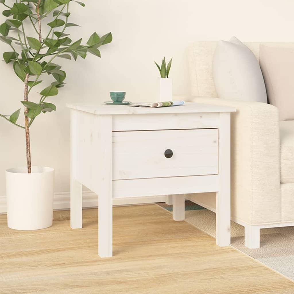 vidaXL Βοηθητικά Τραπέζια 2 τεμ. Λευκά 50x50x49 εκ. Μασίφ Ξύλο Πεύκου