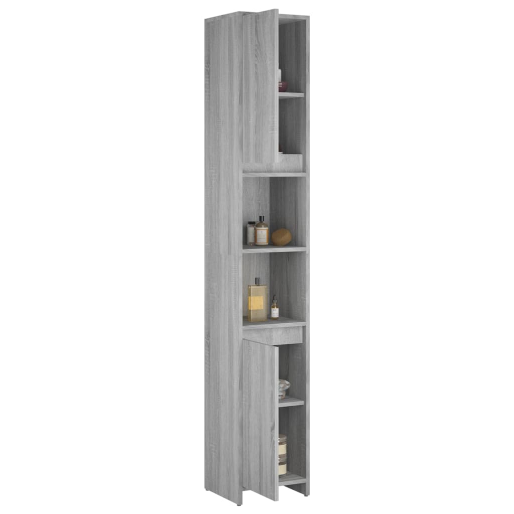 vidaXL Ντουλάπι Μπάνιου Γκρι Sonoma 30x30x183,5 εκ. Επεξεργασμένο Ξύλο