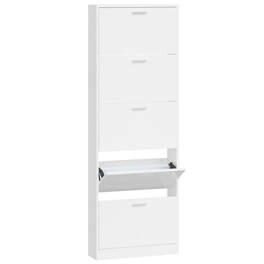 vidaXL Παπουτσοθήκη Γυαλιστερό Λευκό 59x17x169 εκ. Επεξεργασμένο Ξύλο