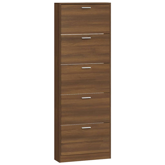vidaXL Παπουτσοθήκη Καφέ Δρυς 59x17x169 εκ. από Επεξεργασμένο Ξύλο