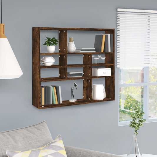 vidaXL Ραφιέρα Τοίχου Καπνιστή Δρυς 90x16x78 εκ. Επεξεργασμένο Ξύλο