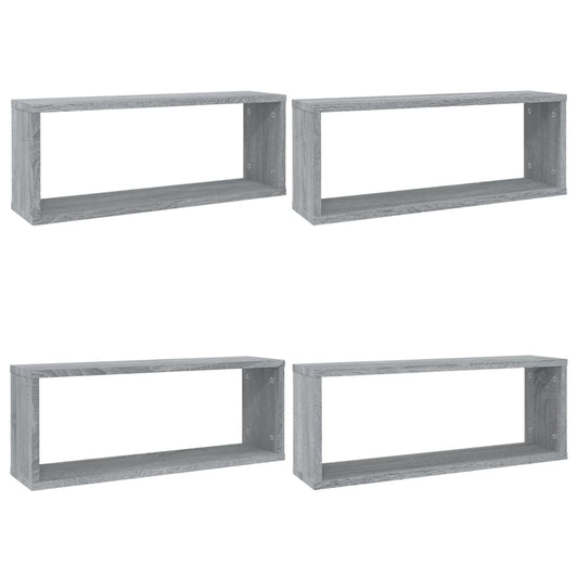 vidaXL Ραφιέρες Τοίχου Κύβος 4 τεμ Γκρι Sonoma 60x15x23 εκ. Επεξ. Ξύλο