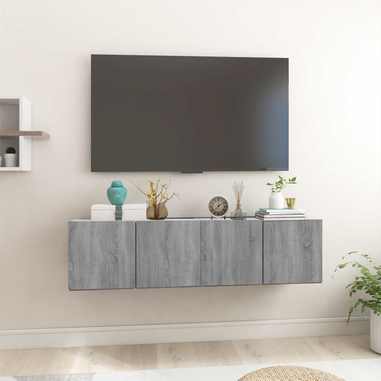 vidaXL Έπιπλα Τηλεόρασης Κρεμαστά 2 τεμ. Γκρι 60x30x30 εκ. Επεξ. Ξύλο