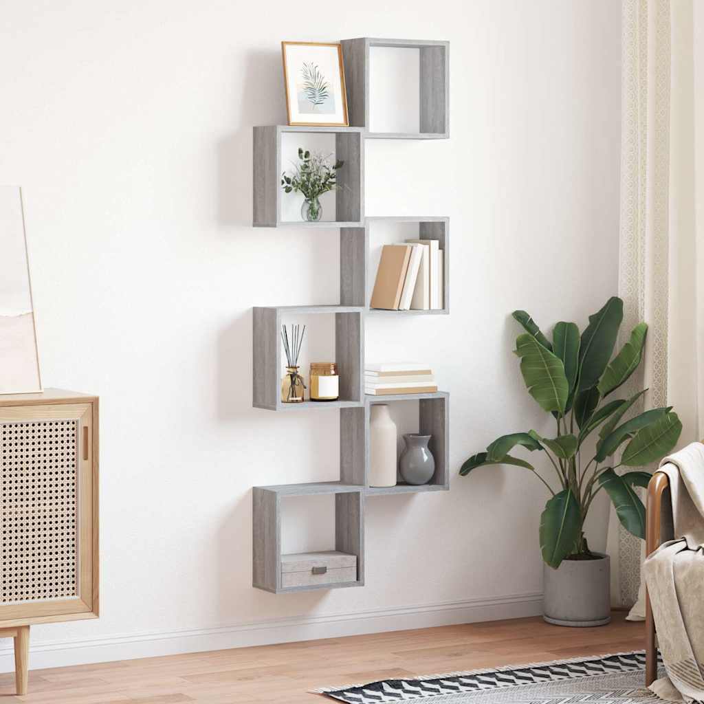 vidaXL Ράφια Τοίχου Κύβοι 6 τεμ. Γκρι Sonoma 30x15x30 εκ.
