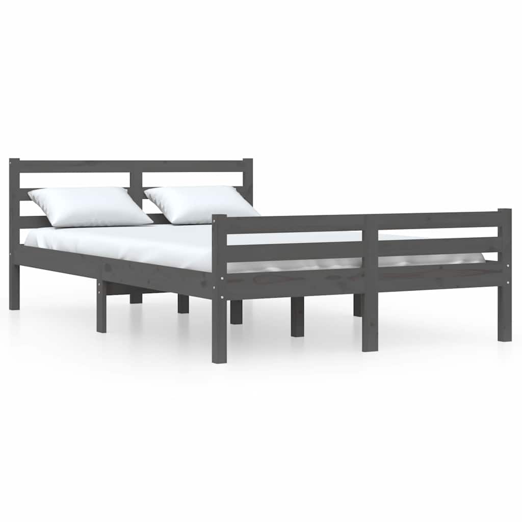 vidaXL Πλαίσιο Κρεβατιού Γκρι 150 x 200 εκ. Μασίφ Ξύλο King Size