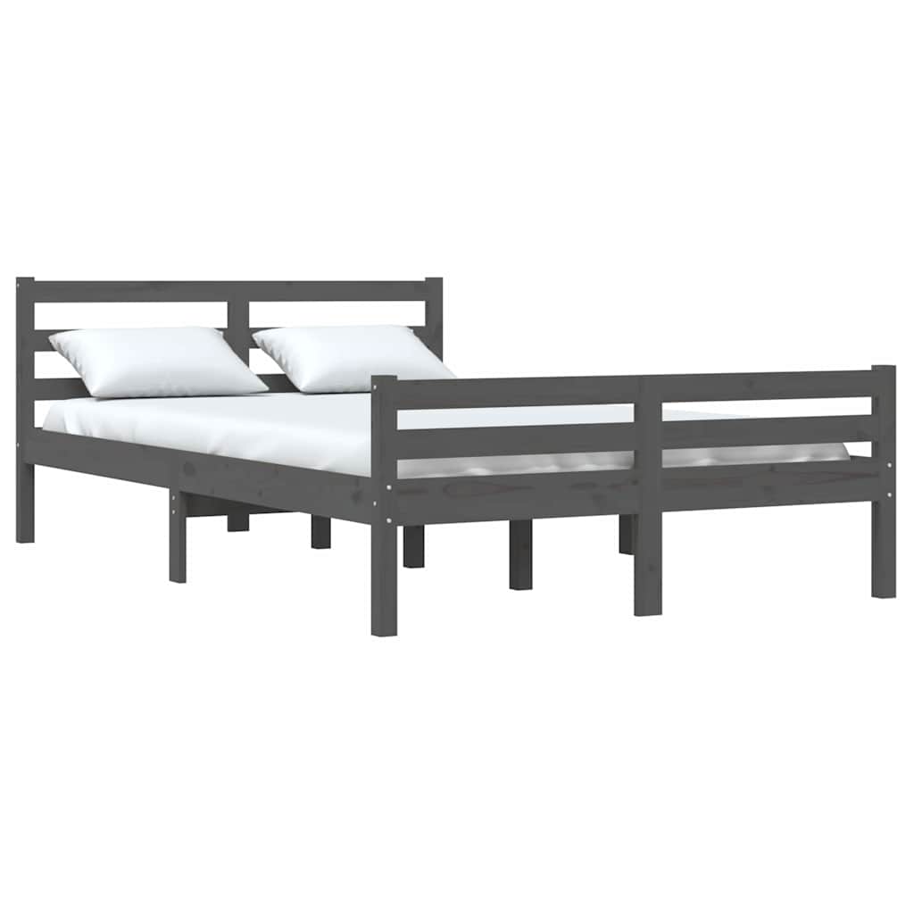vidaXL Πλαίσιο Κρεβατιού Γκρι 150 x 200 εκ. Μασίφ Ξύλο King Size