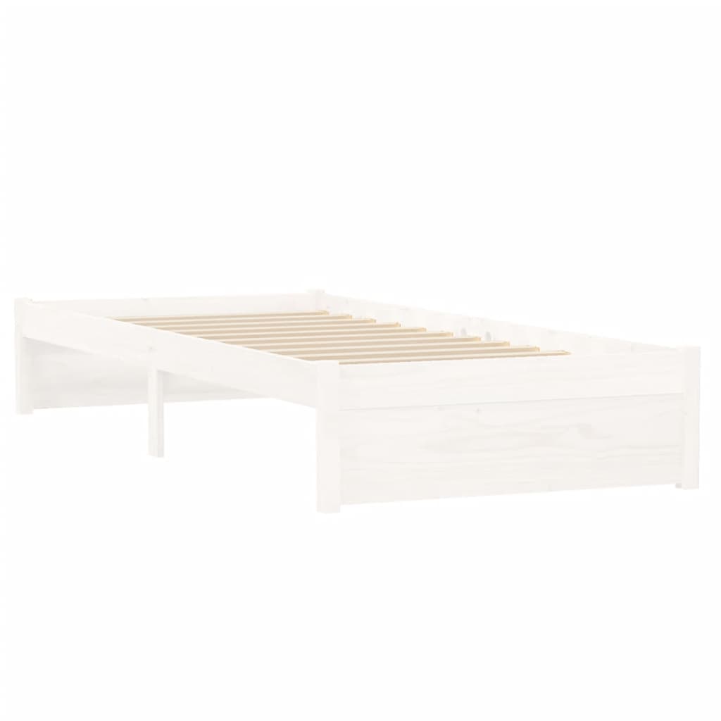vidaXL Πλαίσιο Κρεβατιού Λευκό 75x190 εκ. Μασίφ Ξύλο Small Single