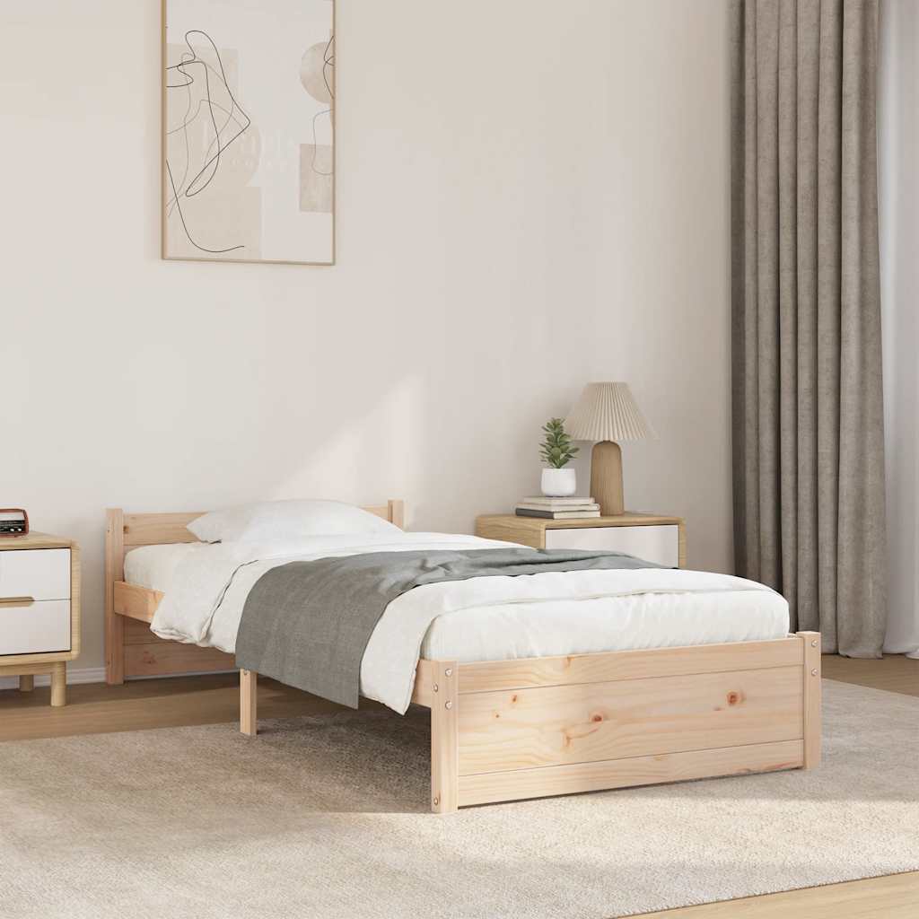 vidaXL Πλαίσιο Κρεβατιού 75 x 190 εκ. από Μασίφ Ξύλο Small Single