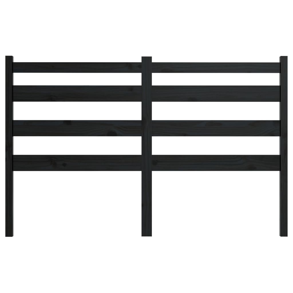 vidaXL Κεφαλάρι Κρεβατιού Μαύρο 126 x 4 x 100 εκ. Μασίφ Ξύλο Πεύκου