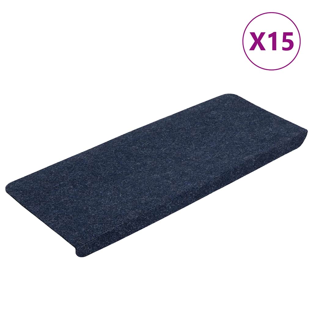vidaXL Πατάκια Σκάλας Αυτοκόλλητα 15 τεμ. Μπλε 65x24,5x3,5 εκ.