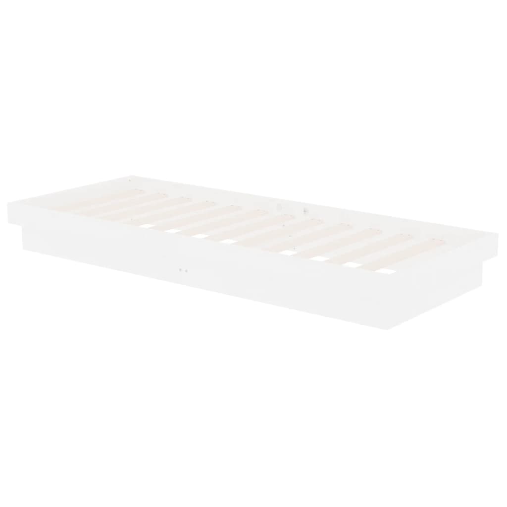 vidaXL Πλαίσιο Κρεβατιού Λευκό 75x190 εκ. Μασίφ Ξύλο Small Single