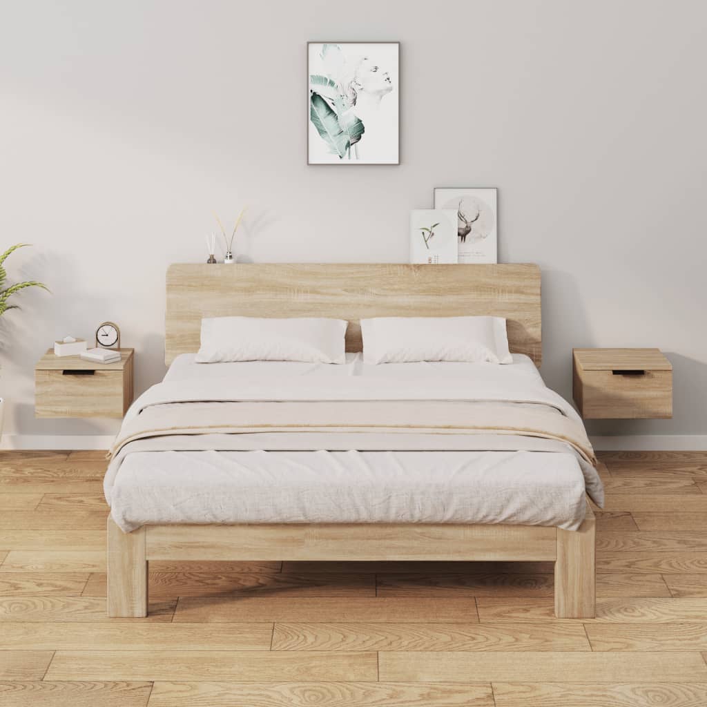 vidaXL Κομοδίνα Επιτοίχια 2 τεμ. Sonoma Δρυς 34 x 30 x 20 εκ.