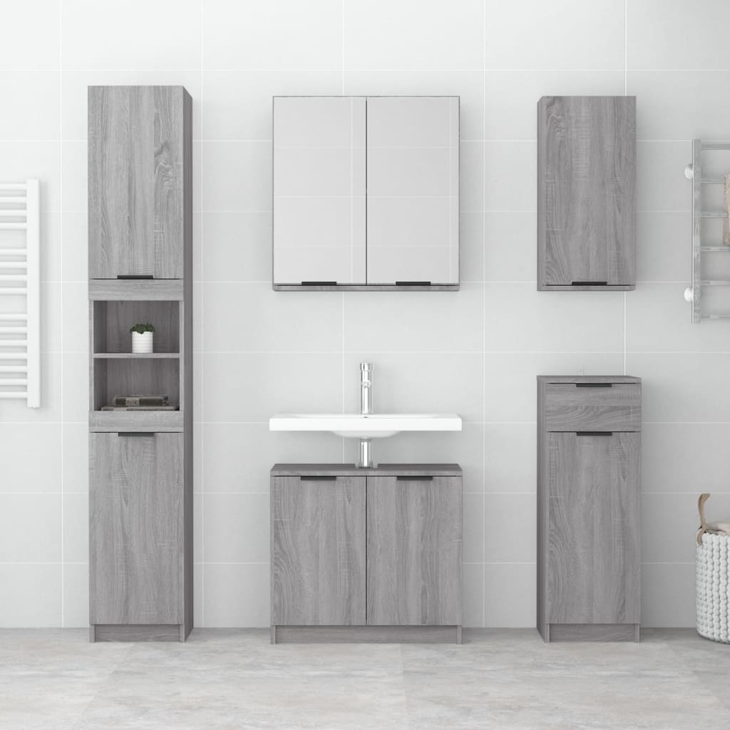 vidaXL Ντουλάπι Μπάνιου με Καθρέφτη Γκρι sonoma 64 x 20 x 67 εκ.